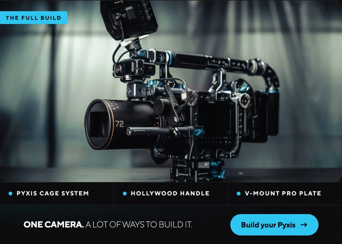 Blackmagic PYXIS camera build with cage, handle and accessories